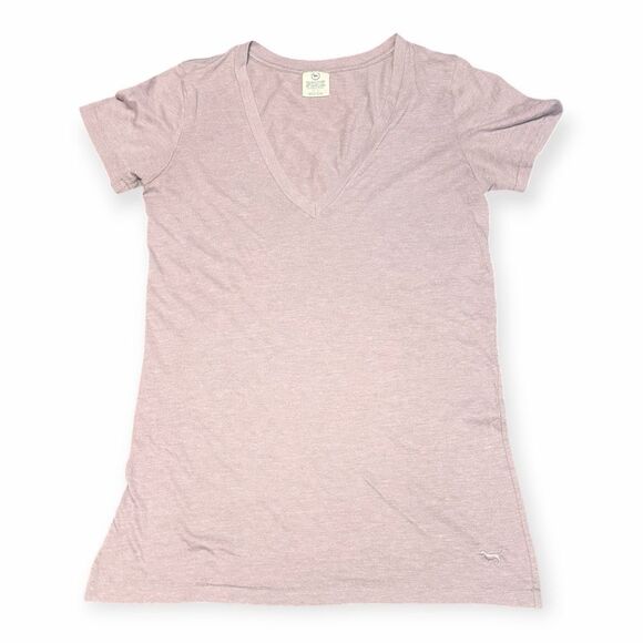 PINK VICTORIA’S SECRET Women’s Light Purple Short Sleeve V-Neck Tee Size Medium - Picture 1 of 4